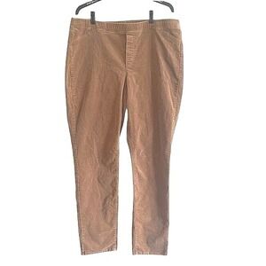 J. Jill Corduroy Ankle Pants Pull On Tan Stretch Womens Large Tall Long